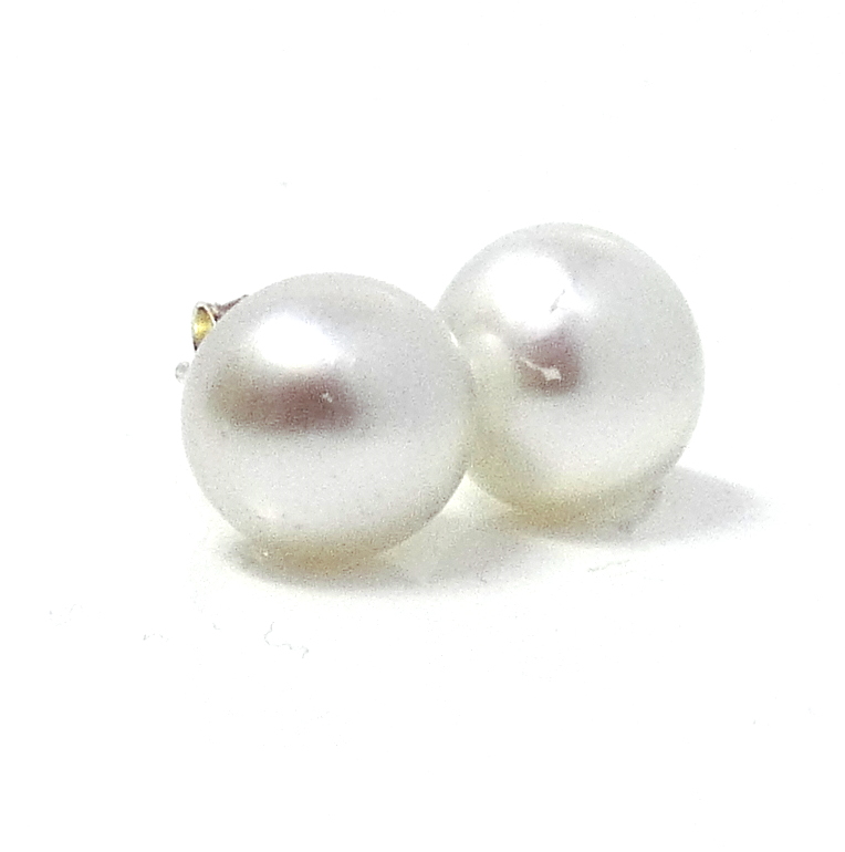 White South Sea Keishi Button Pearl Stud Earrings